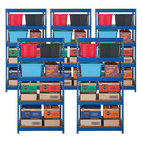 5 Bay Offer - Budget Shelving Blue - 1720h 900w with 5 Shelves