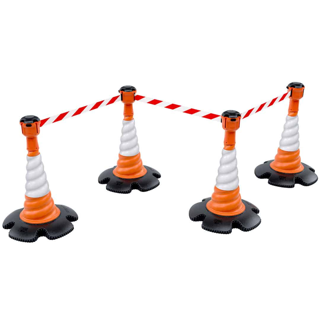 Retractable Barrier System | Skipper Traffic Cone Unicart – Includes 9 x Skipper cones, 9 x Skipper units & 1 x Accessory Pack